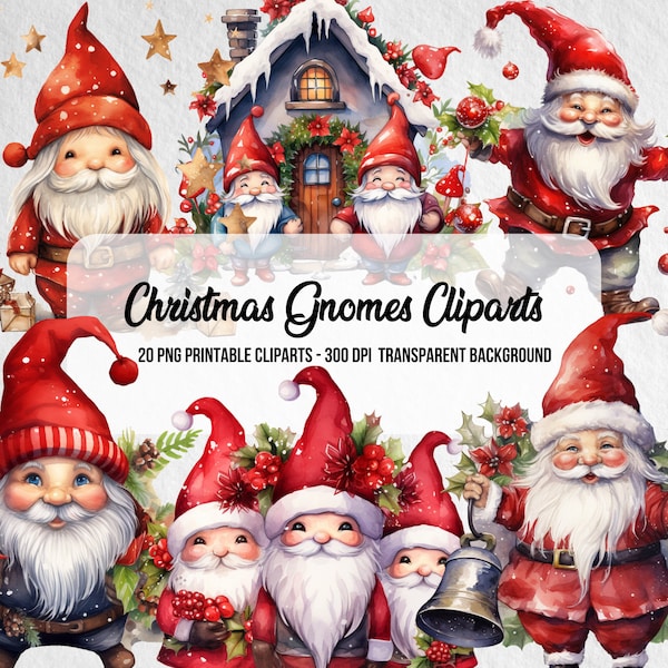 Christmas Gnomes Cliparts,PNG Christmas,Digital Prints,PNG Gnomes,Xmas Art,Instant Digital Download,Christmas Bell Cliparts,Santa Claus