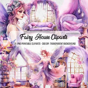 Fairy House Cliparts,PNG Fairy,Junk Journal,Scrapbook,Clipart Bundle,Instant Digital Download,Magical Digital Graphics,Fairytale Style,