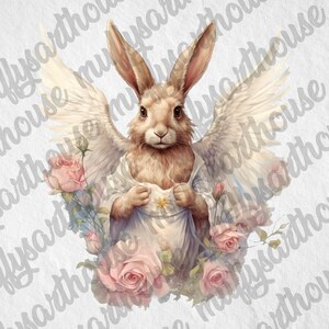 Bunny Angels Cliparts,floral Angels,paper Craft,commercial Use