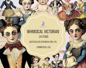 Odd Whimsical Victorian Clipart, Antique Lady PNG, Digital Download