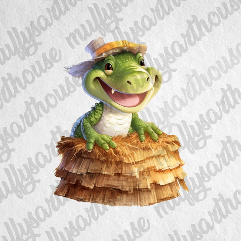 PNG Cute Farmer Crocodile Cliparts,Watercolor Effect Animals,Farmer PNG Image,Crocodile Watercolor Clipart,Nursery Bundle,Farmer Animals Art
