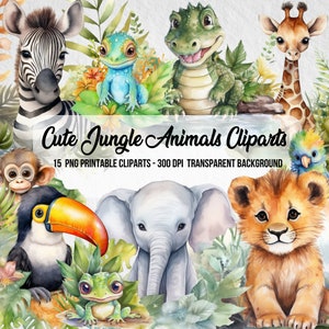 Jungle Animals Cliparts,PNG Jungle,Junk Journal,Scrapbook,Clipart Bundle,Instant Digital Download,Jungle Digital Graphics,Nursery Elements