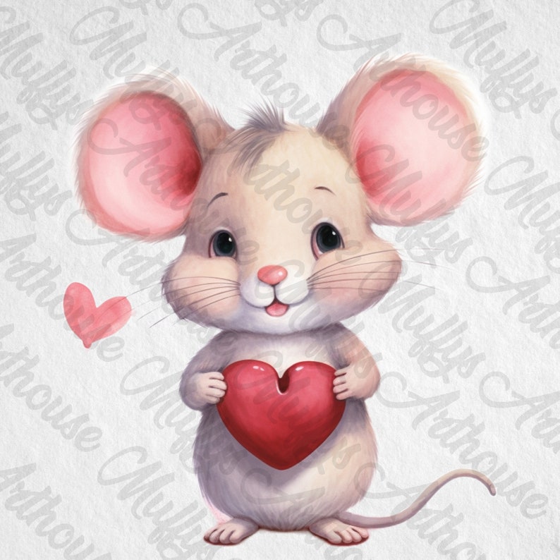 Romantic Valentine's Day Cute Animals Cliparts,Valentine's Day Art,Watercolor Effect,Commercial Use,Scrapbook,Junk Journal,Lovely Animal PNG