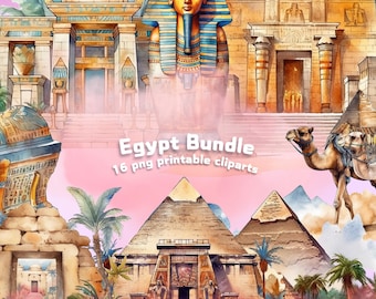 Egyptian Pharaoh Clipart Bundle, Ancient Egypt Graphics (Digital Download)