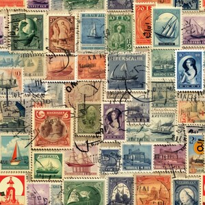 30 Seamless Vintage Postage Stamp Pattern Digital Paper,Vintage Postage Stamp,Printable old postage Stamps,Vintage Digital Kit Junk Journal