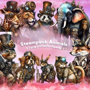 steampunk animals clipart bundle,steampunk animal,digital steampunk junk journal,steampunk ant,digital art steampunk print,steampunk fantasy