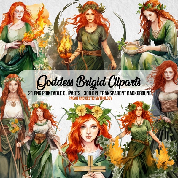 Mythological Goddess Brigid Clipart,Mythology PNG,Junk Journal,Scrapbook,Commercial Use,Pagan Images,Instant Digital Download,Clipart Bundle