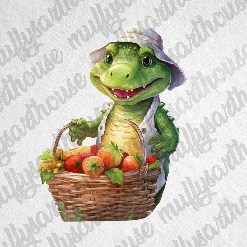PNG Cute Farmer Crocodile Cliparts,Watercolor Effect Animals,Farmer PNG Image,Crocodile Watercolor Clipart,Nursery Bundle,Farmer Animals Art