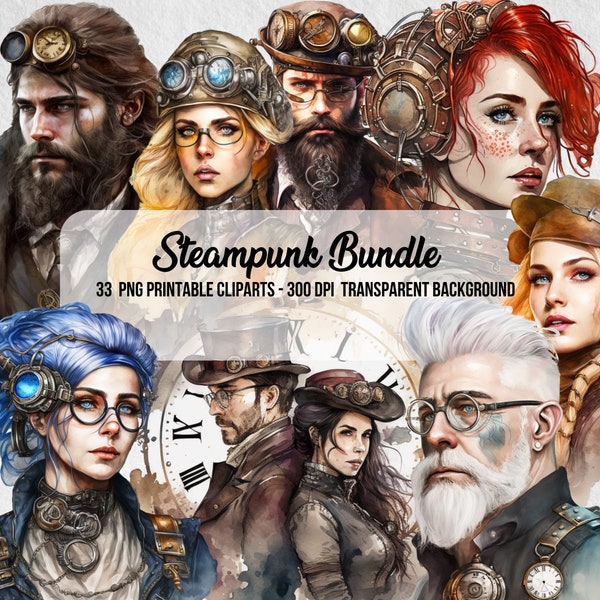 Steampunk Bundle,PNG Steampunk Cliparts,Junk Journal,Scrapbook,Steampunk Style,Fantasy Images,Clipart Bundle,Instant Digital Download