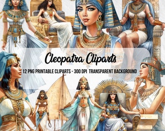 Cleopatra Cliparts,Watercolor Effect,Commercial Use,Scrapbook,Junk Journal,PNG Cleopatra,Instant Digital Download,Clipart Bundle,Egypt PNG