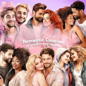 coppia romantica di San Valentino clipart, coppia stampabile, stampa regalo di coppia, arte di coppia artistica, regalo di San Valentino, coppie romantiche di San Valentino