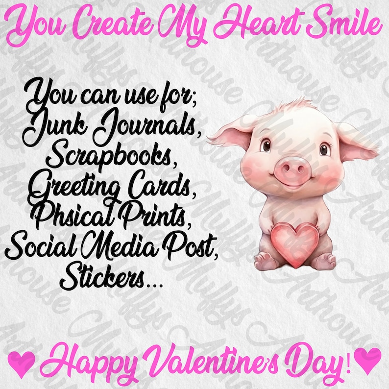 Romantic Valentine's Day Cute Animals Cliparts,Valentine's Day Art,Watercolor Effect,Commercial Use,Scrapbook,Junk Journal,Lovely Animal PNG
