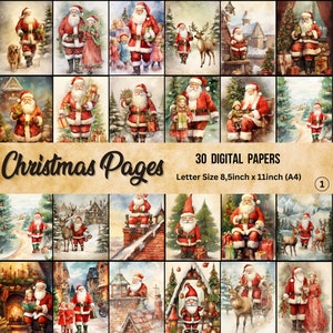 Può includere: Una collezione di 30 carte digitali a tema natalizio. Le immagini raffigurano Babbo Natale in varie scene, tra cui la consegna di regali, con bambini e con renne. Formato carta: 21,6 cm x 27,9 cm (A4).