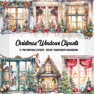 Weihnachten Fenster Cliparts, PNG Weihnachten, Digitaldrucke, Weihnachtskunst, Sofortiger digitaler Download, Weihnachten Clipart, Weihnachtsmann, Papierkunst