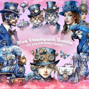 steampunk blue,digital steampunk junk journals,steampunk digital kit,blue prints steampunk,printable steampunk cliparts,scrapbook paper arts