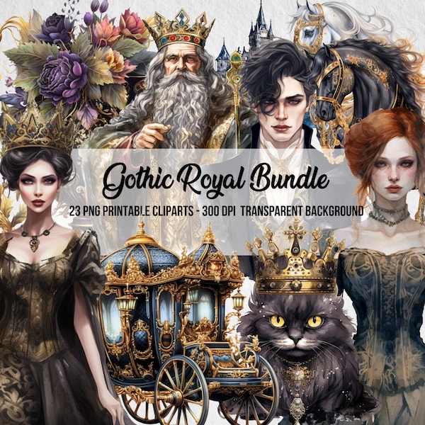 Gothic Royal Bundle,Watercolor Effect,Commercial Use,Scrapbook,Junk Journal,PNG Royality,Instant Digital Download,Clipart Bundle,Royality