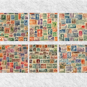 30 Seamless Vintage Postage Stamp Pattern Digital Paper,Vintage Postage Stamp,Printable old postage Stamps,Vintage Digital Kit Junk Journal