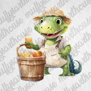 PNG Cute Farmer Crocodile Cliparts,Watercolor Effect Animals,Farmer PNG Image,Crocodile Watercolor Clipart,Nursery Bundle,Farmer Animals Art
