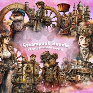 fantasy steampunk clipart,scrapbook steampunk,steampunk elements,digital prints steampunk,digital art steampunk,watercolor steampunk clipart