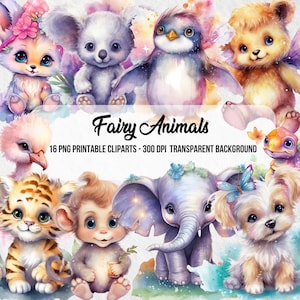 Fairy Animal Cliparts,PNG Fairy,Junk Journal,Scrapbook,Clipart Bundle,Instant Digital Download,Magical Digital Graphics,Fairytale Style
