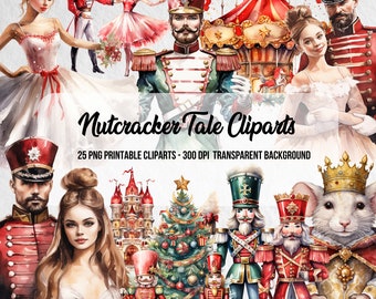 Puede incluir: Un conjunto de 25 ilustraciones de acuarela con personajes y objetos de la historia de El Cascanueces. Las ilustraciones incluyen una bailarina, un soldado cascanueces, un árbol de Navidad, un carrusel, un castillo y un rey ratón. Las ilustraciones son perfectas para crear manualidades navideñas, tarjetas y decoraciones.