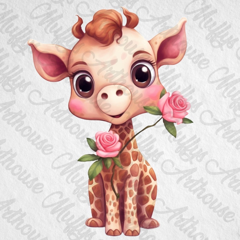 Romantic Valentine's Day Cute Animals Cliparts,Valentine's Day Art,Watercolor Effect,Commercial Use,Scrapbook,Junk Journal,Lovely Animal PNG