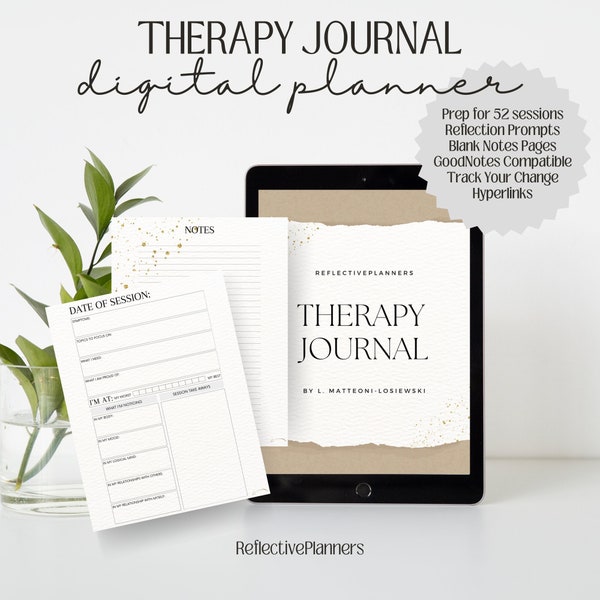 Therapy Journal Digital, Therapy Journal PDF, Goodnotes, Counseling Planner, Mental Health Journal Digital, Mental Health Journal Planner