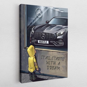 Canvas picture acrylic poster pop art graffiti dream Mercedes AMG GT car abstract
