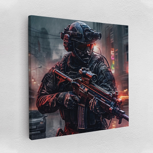 Leinwandbild Poster Acryl Waffe Soldat Krieger Militär Call of Duty Abstrakt