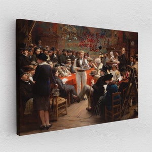 Leinwandbild Poster Acryl Pop-Art Renaissance Restaurant Gemälde Graffiti Abstrakt Frankreich Wandkunst Wand Ddekoration Gemälde