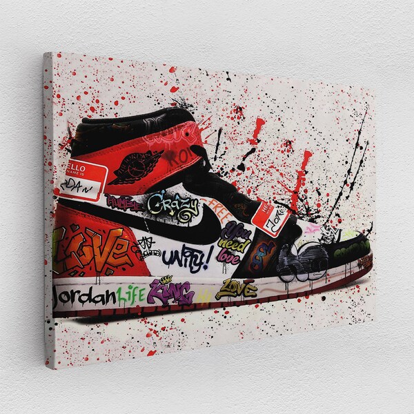 Leinwandbild Poster Acryl Pop-Art Graffiti Michael Jordan Air Jordan Nike Basketball Schuh Street-Art Abstrakt