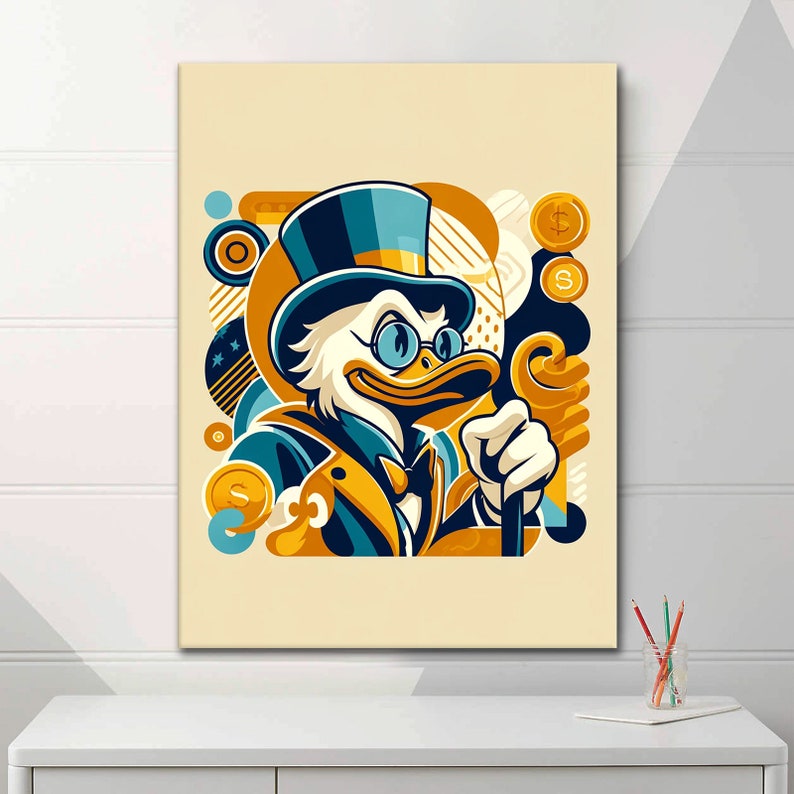 Canvas picture acrylic poster pop art modern Scrooge McDuck cash dollar abstract graffiti image 10
