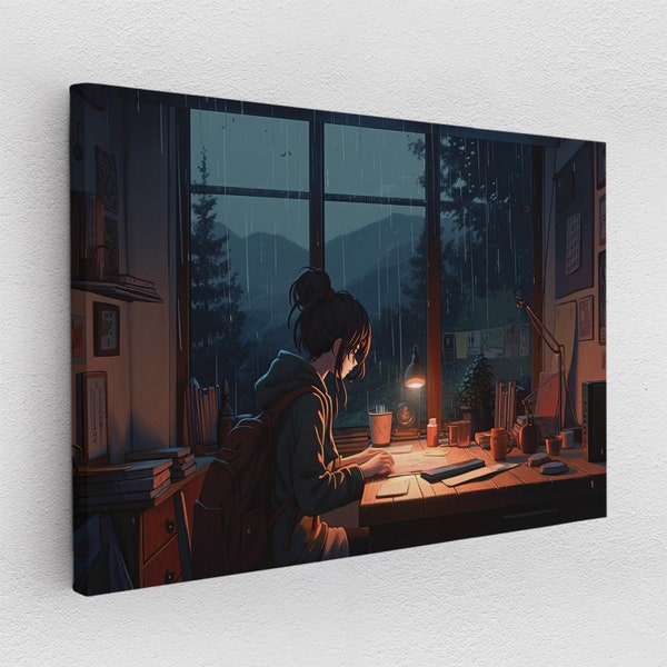 Leinwandbild Poster Acryl Lofi Mädchen Schlafzimmer Anime japanisch Kunst Abstrakt