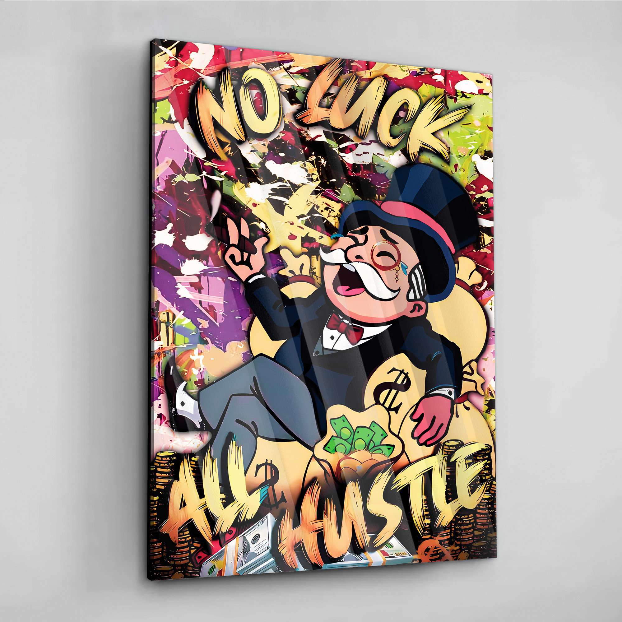 Canvas Picture Poster Acrylic Pop Art Graffiti No Luck All Hustle