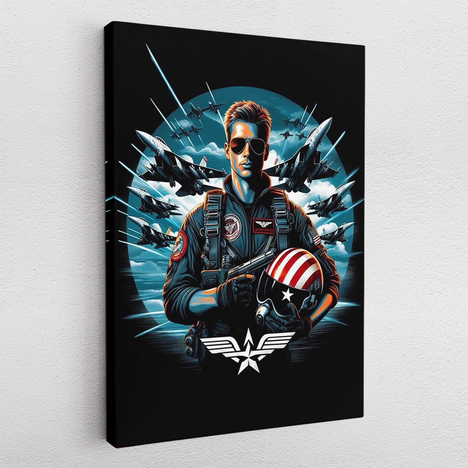 Canvas Print Poster Acrylic Pop Art Top Gun Maverick Tom Cruise Jet Airplane Pilot Film TV