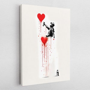 Leinwandbild Poster Acryl Pop-Art Banksy Herzen Spray Rot Junge Wand-Dekor Digital Download & Print Graffiti Abstrakt