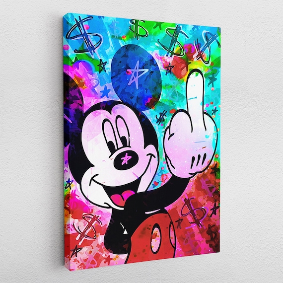 Canvas Picture Poster Acrylic Pop Art Abstract Mickey Mouse Finger