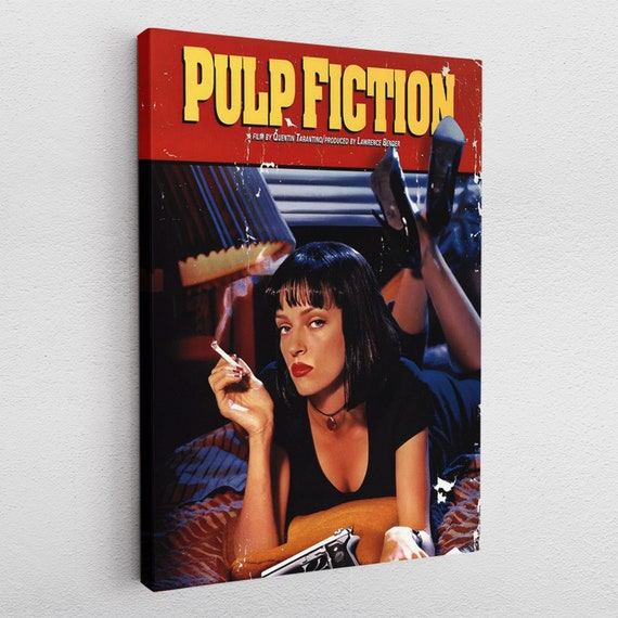 Canvas Print Poster Acrylic Pop Art Pulp Fiction Woman Smoking Cigarette  Samuel L Jackson John Travolta Quentin Tarantino Film TV