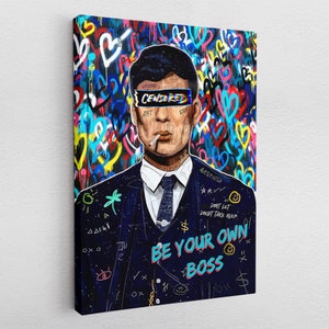 Poster de imagem em tela acrílico pop art abstrato cillian murphy peaky blinders graffiti thomas shelby arte