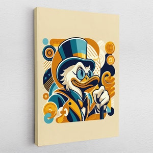 Canvas picture acrylic poster pop art modern Scrooge McDuck cash dollar abstract graffiti image 1