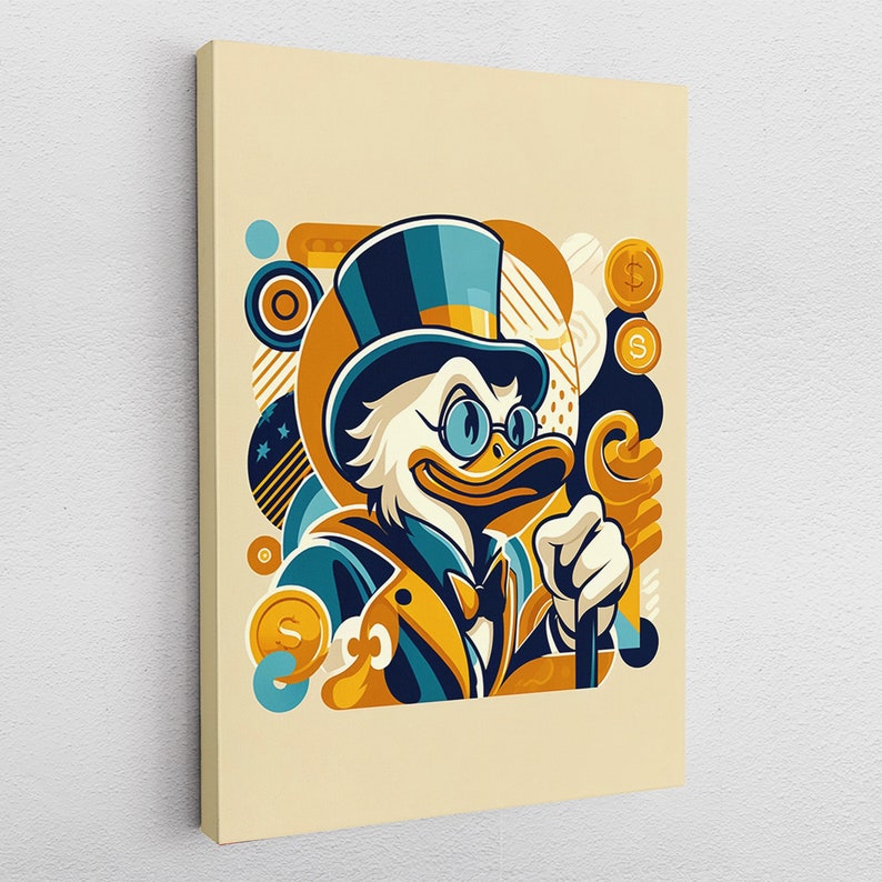 Canvas picture acrylic poster pop art modern Scrooge McDuck cash dollar abstract graffiti image 1