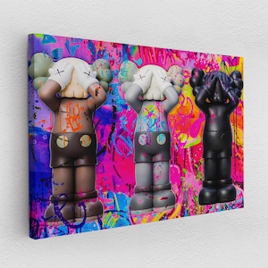 Leinwandbild Acryl Poster Pop-Art Bear Bearbrick Augen zu Graffiti Abstrakt