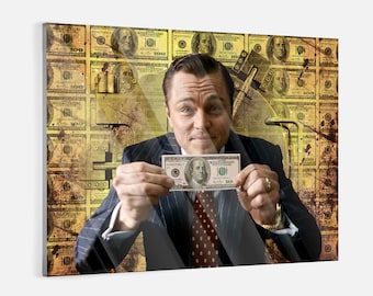 Canvas Picture Poster Acrylic Pop Art Money Gold Wolf of Wall Street Art Leonardo Di Caprio Graffiti Abstract
