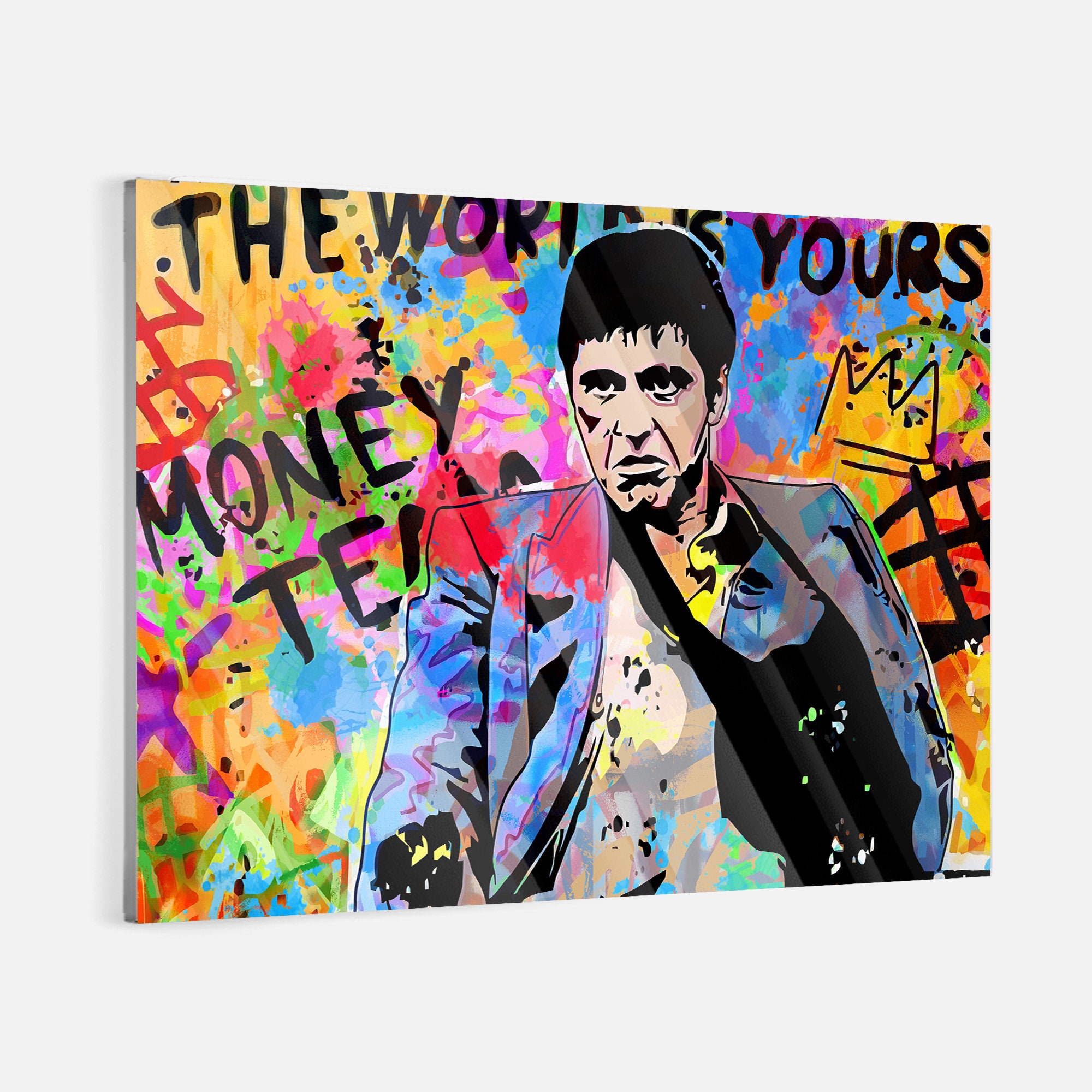 Peinture Abstraite Scarface – Triptyque Toile Murale (Film, Impression Giclée, Encadré)