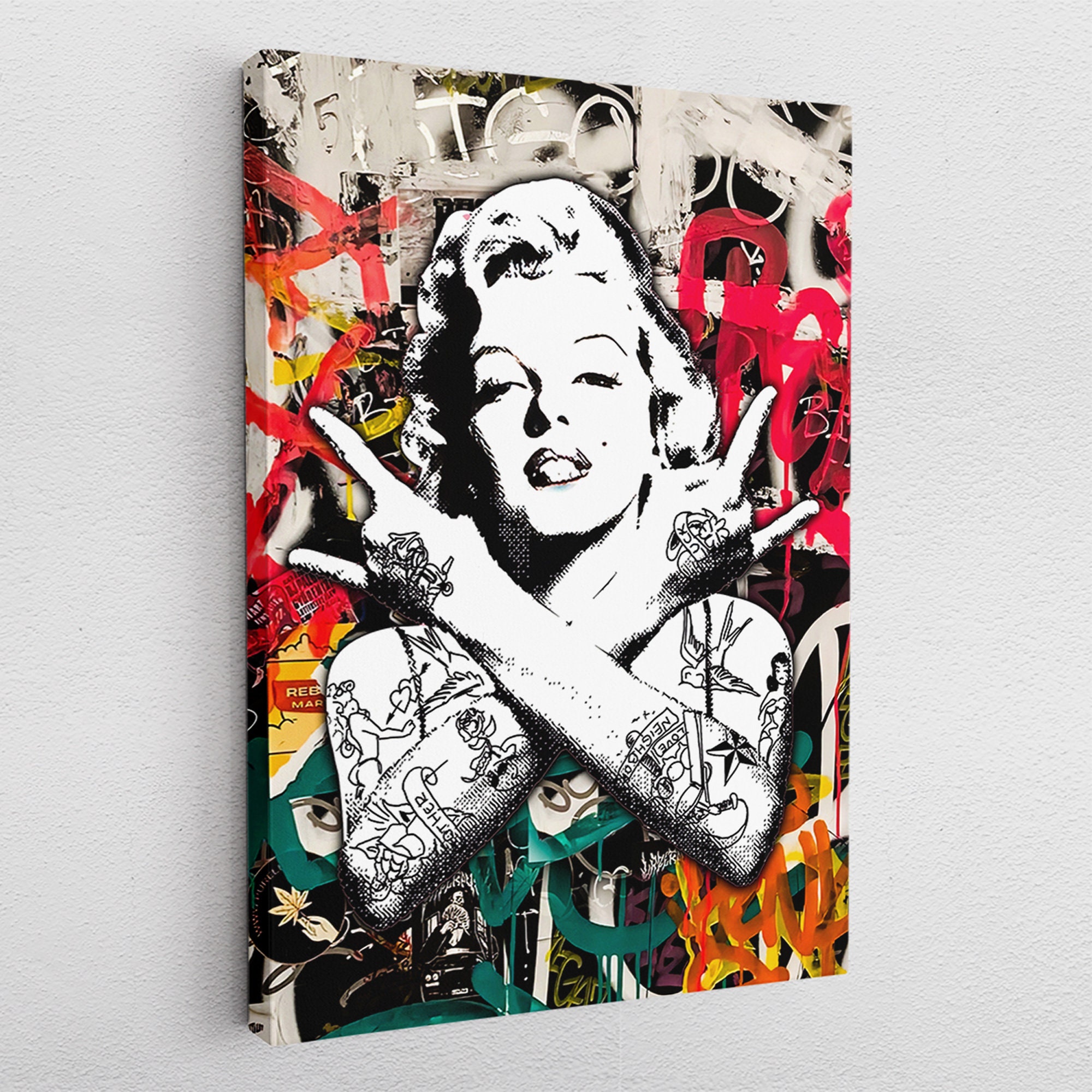 No.2【一点物】Hip Art デコアート アメコミ風ポップアート ストリート Canvas Picture Poster Acrylic Pop Art Marilyn Monroe Graffiti