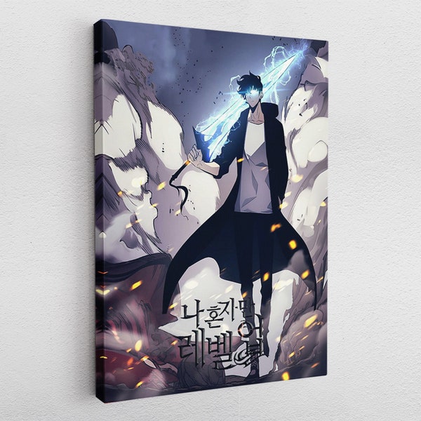 Leinwandbild Poster Acryl Pop-Art Solo Leveling Manhwa Jin Woo Sung Anime Graffiti Abstrakt Manga