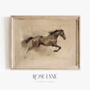 Antique Horse Etching | Eclectic Neutral Digital PRINTABLE Art Vintage | Horse Art Print Sketch