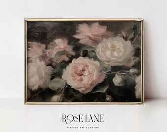 Natura morta antica / Quadro vintage con rose botaniche da parete / Download digitale stampabile / Arredamento in stile country francese