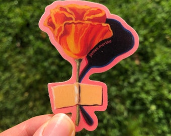 Taped Poppy Vinyl Sticker