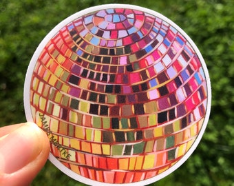 Vibrant Colorful Disco Ball Vinyl Sticker